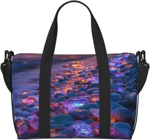 beach colorful glowing pebbles print Travel Duffel Bag, Sports Tote Gym Bag, Swim Pool Bag Large Shoulder Tote Bag for Beach Weekender