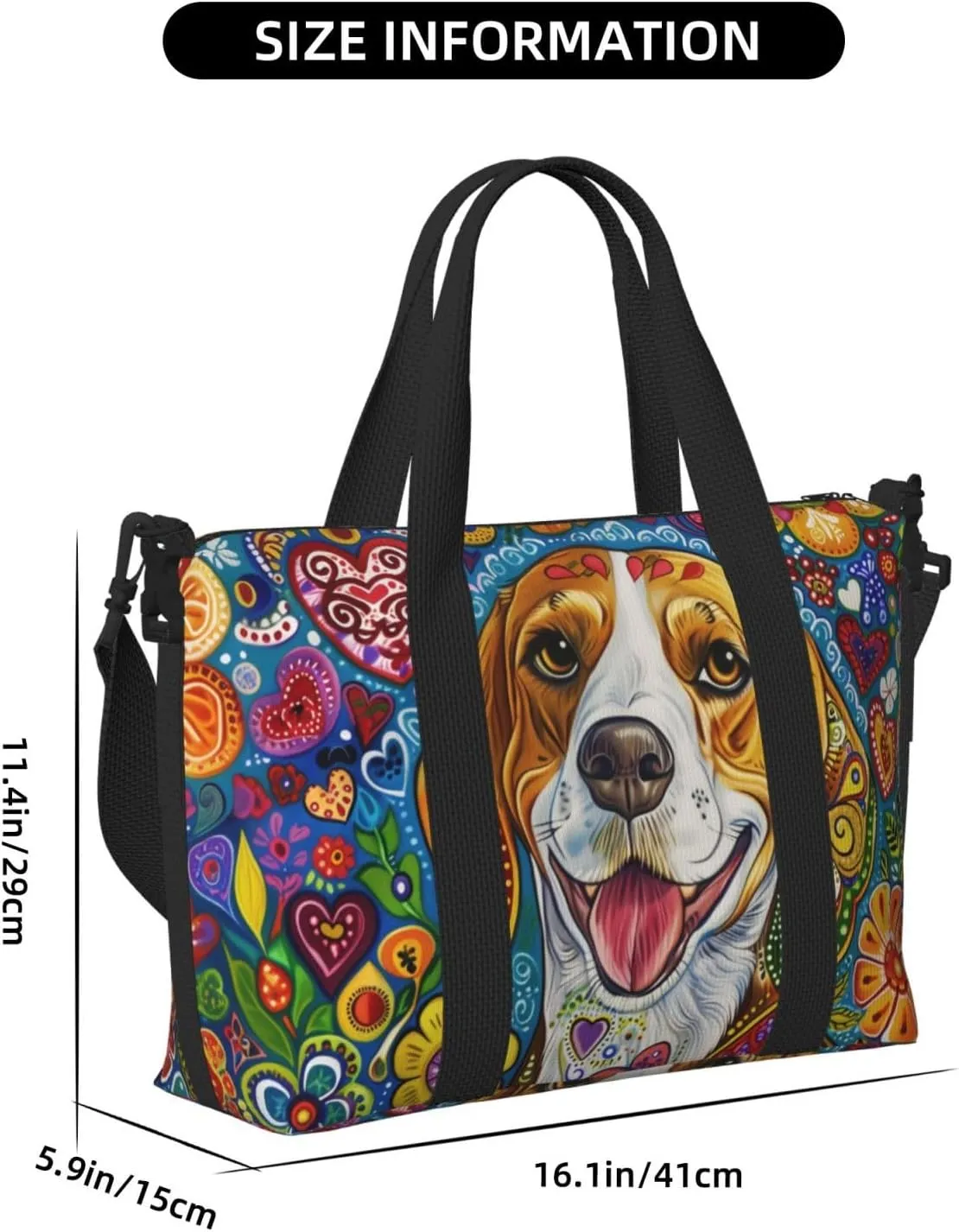 beagle print Travel Duffel Bag, Sports Tote Gym Bag, Swim Pool Bag Large Shoulder Tote Bag for Beach Weekender, 202-406-121