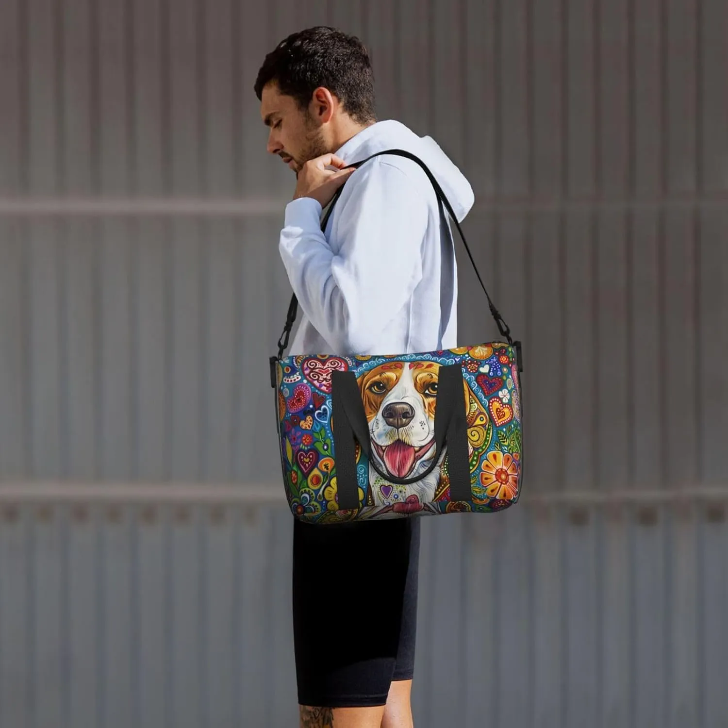 beagle print Travel Duffel Bag, Sports Tote Gym Bag, Swim Pool Bag Large Shoulder Tote Bag for Beach Weekender, 202-406-121