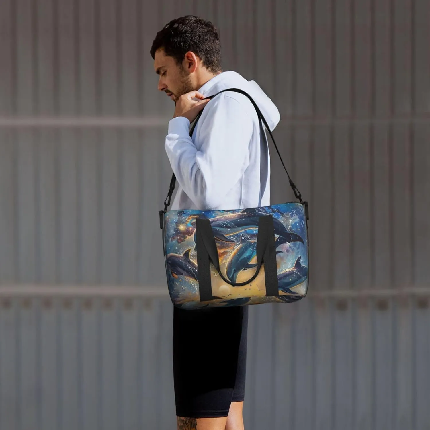 beautiful dolphins print Travel Duffel Bag, Sports Tote Gym Bag, Swim Pool Bag Large Shoulder Tote Bag for Beach Weekender, 202-406-121