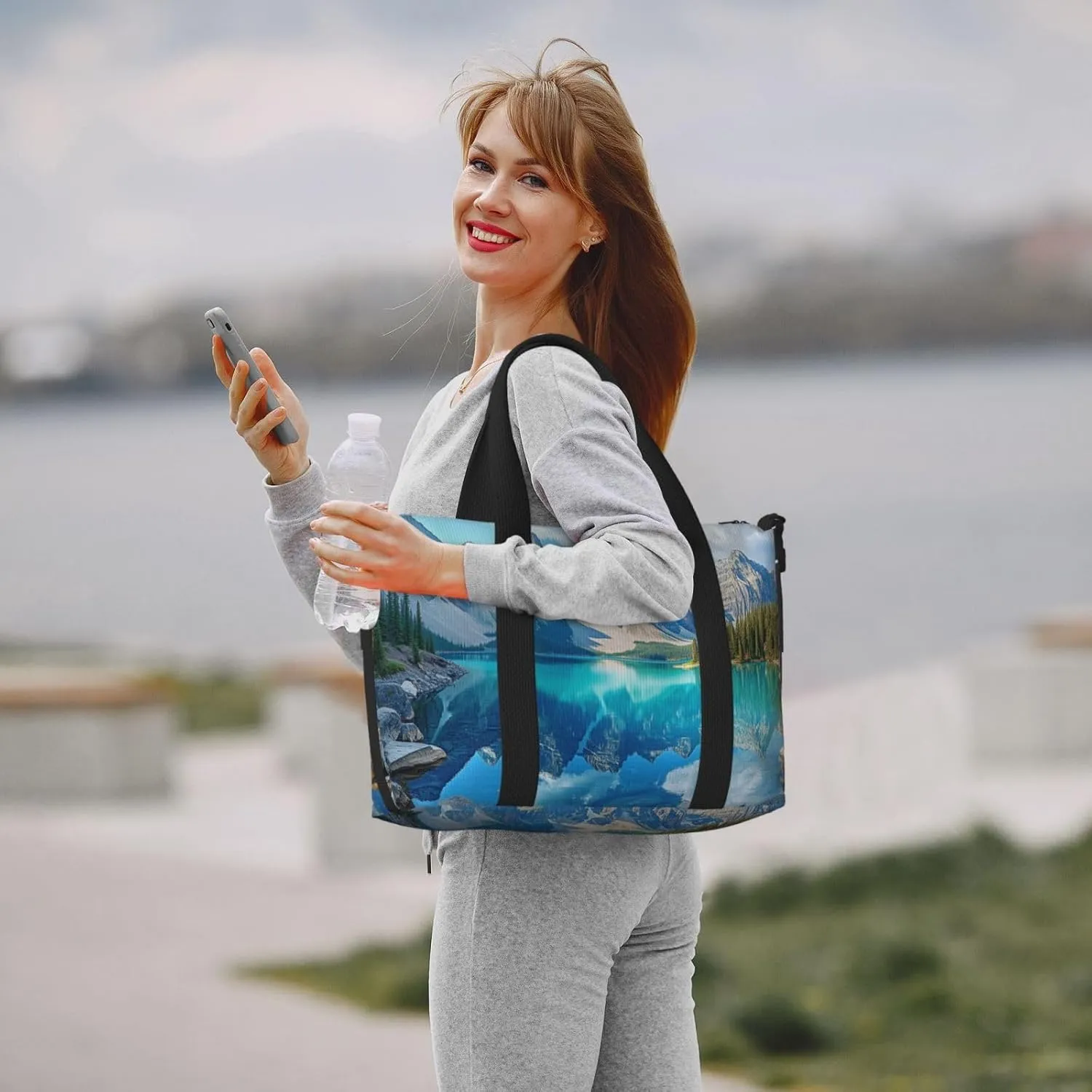 beautiful Moraine Lake print Travel Duffel Bag, Sports Tote Gym Bag, Swim Pool Bag Large Shoulder Tote Bag for Beach Weekender
