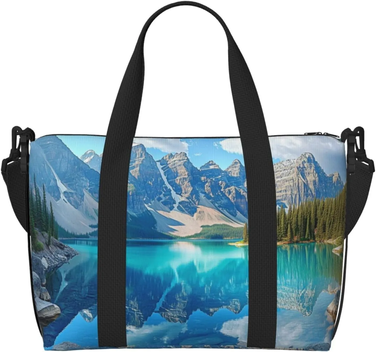 beautiful Moraine Lake print Travel Duffel Bag, Sports Tote Gym Bag, Swim Pool Bag Large Shoulder Tote Bag for Beach Weekender