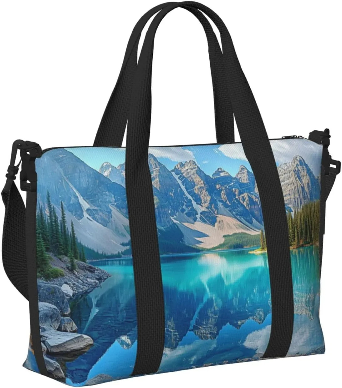 beautiful Moraine Lake print Travel Duffel Bag, Sports Tote Gym Bag, Swim Pool Bag Large Shoulder Tote Bag for Beach Weekender