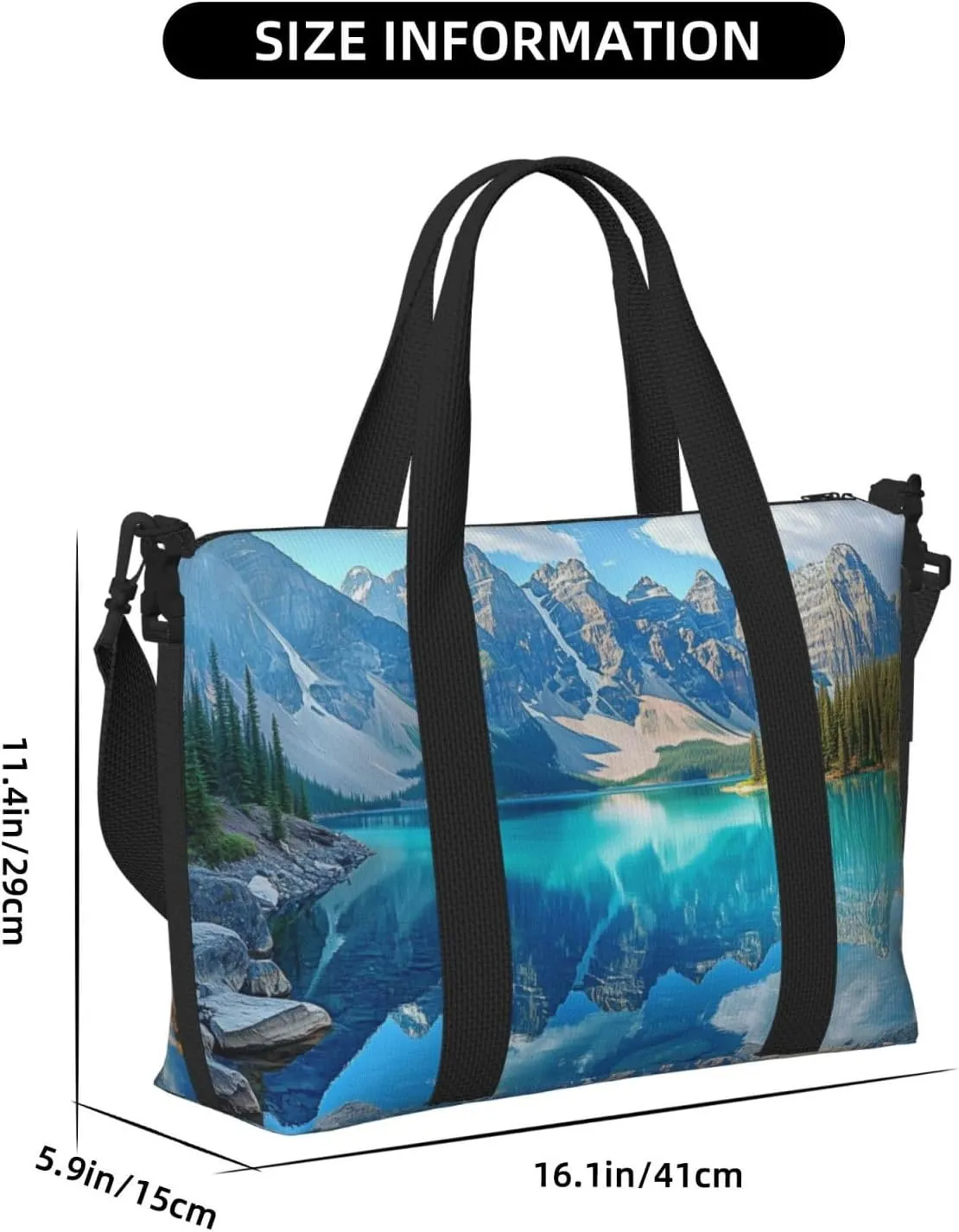 beautiful Moraine Lake print Travel Duffel Bag, Sports Tote Gym Bag, Swim Pool Bag Large Shoulder Tote Bag for Beach Weekender