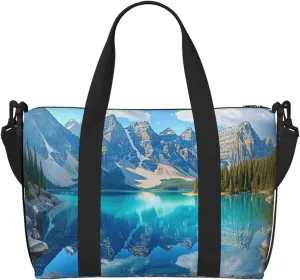 beautiful Moraine Lake print Travel Duffel Bag, Sports Tote Gym Bag, Swim Pool Bag Large Shoulder Tote Bag for Beach Weekender