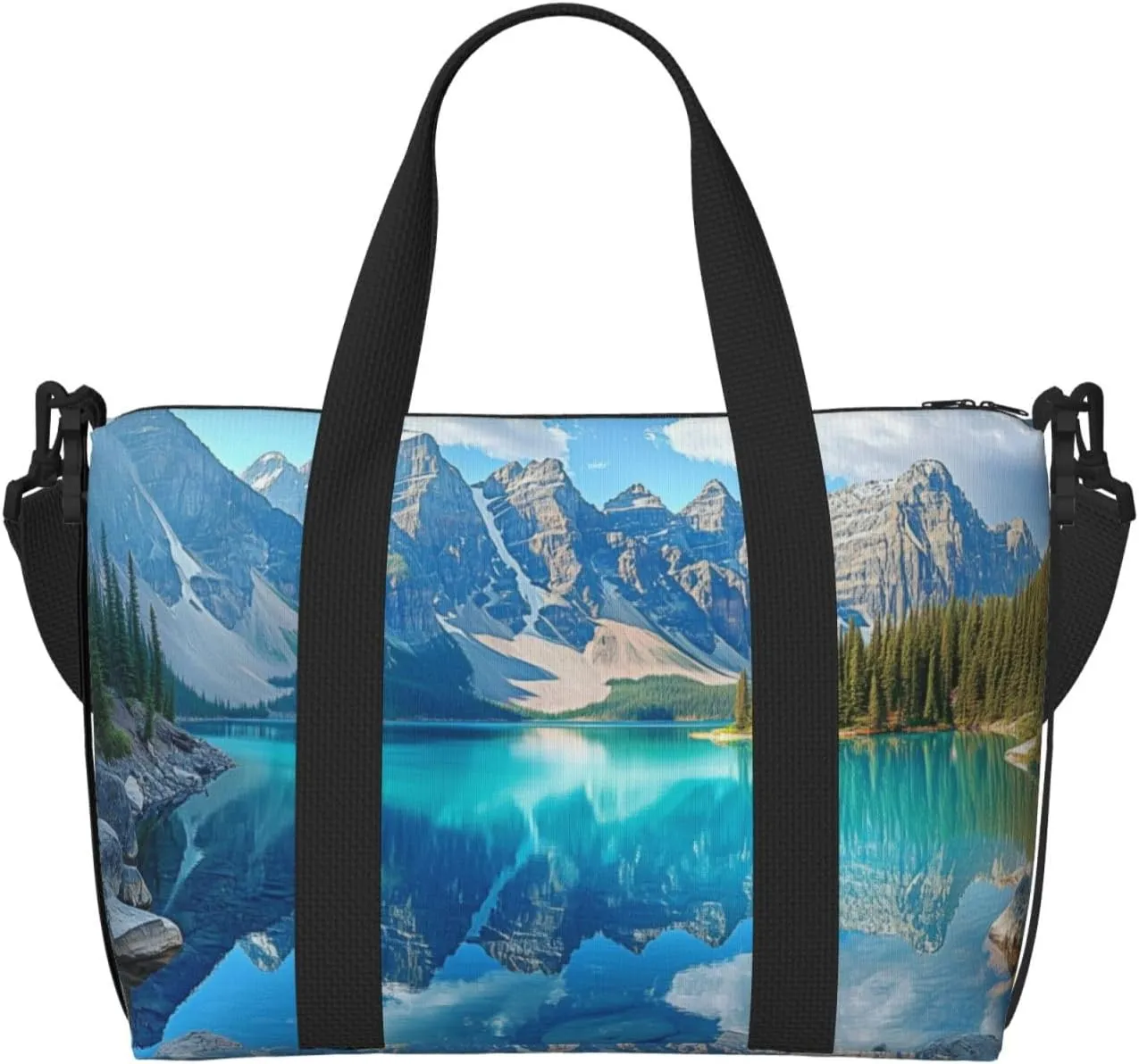 beautiful Moraine Lake print Travel Duffel Bag, Sports Tote Gym Bag, Swim Pool Bag Large Shoulder Tote Bag for Beach Weekender