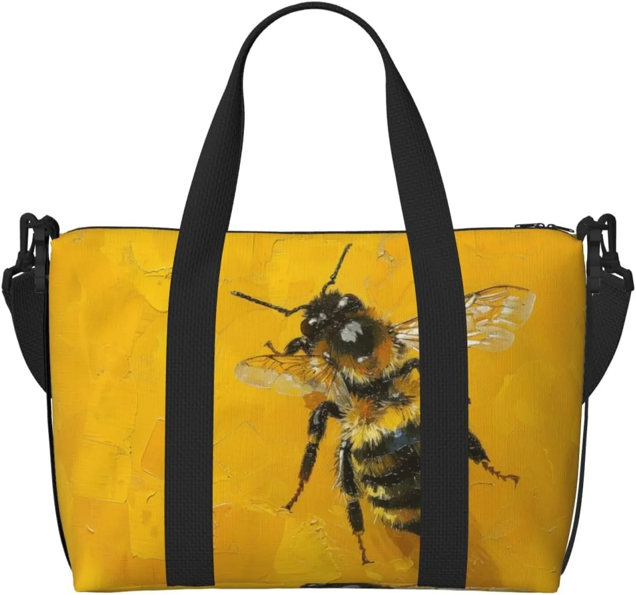 bee with honey print Travel Duffel Bag, Sports Tote Gym Bag, Swim Pool Bag Large Shoulder Tote Bag for Beach Weekender