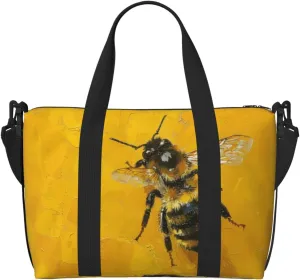 bee with honey print Travel Duffel Bag, Sports Tote Gym Bag, Swim Pool Bag Large Shoulder Tote Bag for Beach Weekender