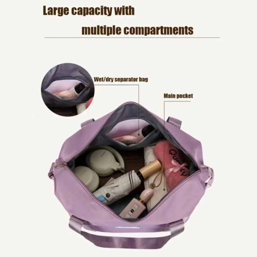 Beente Travel Bag With Wheels, 2025 New Large Capacity Travel Bag - Universal Wheel Removable, Three-Layer Expandable Foldable Duffle Bags (Purple)