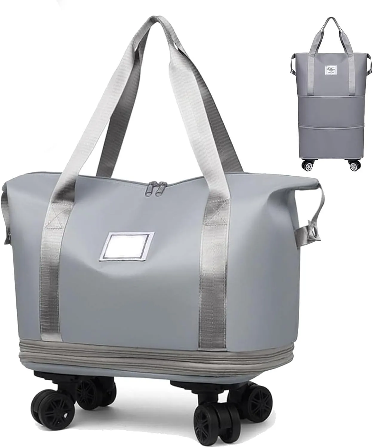 Beente Travel Bag with Wheels, Travel Bag with Removable Wheels, Family Life Travel with Wheel, Expandable Foldable Duffle (Grey)
