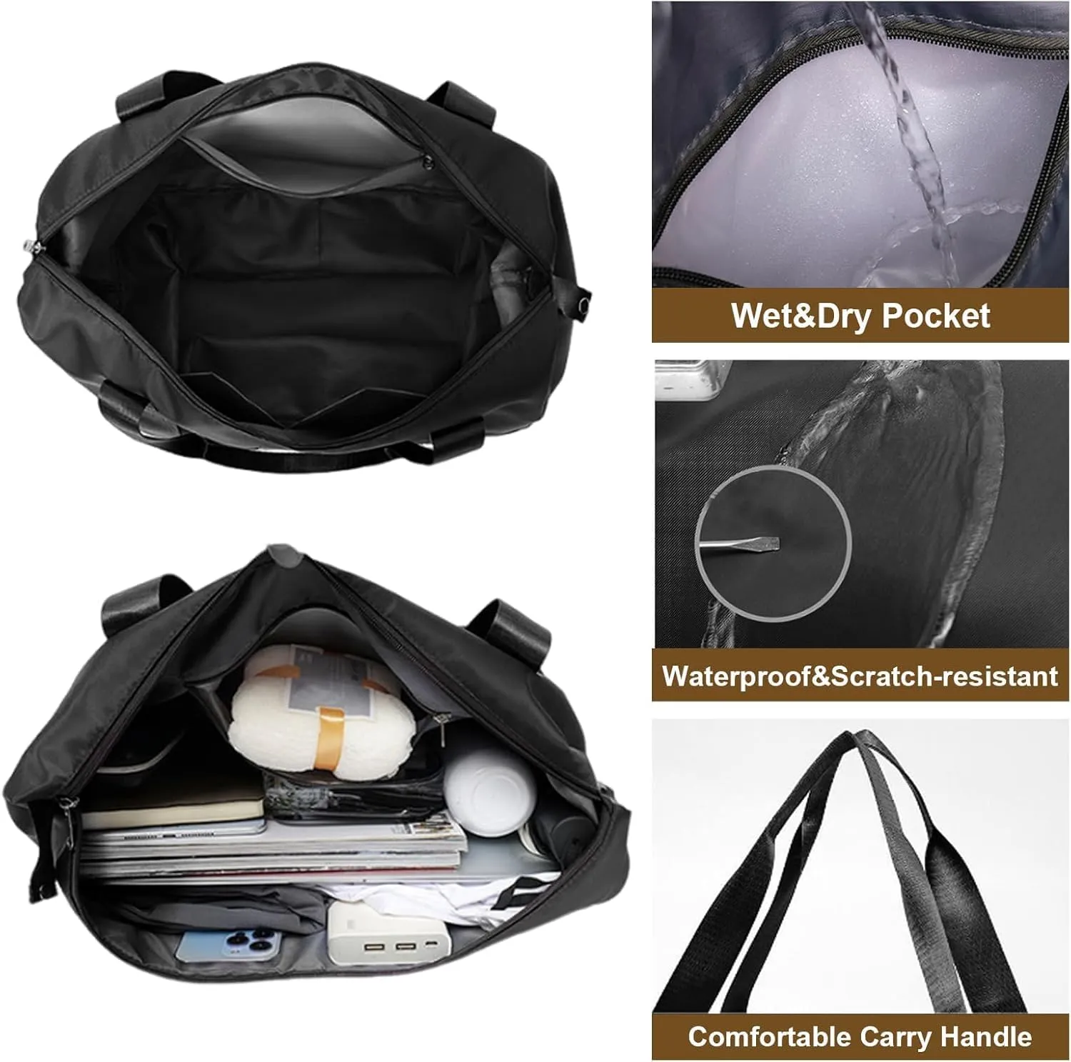 Beente Travel Bag with Wheels, Travel Bag with Removable Wheels, Family Life Travel with Wheel, Expandable Foldable Duffle (Grey)