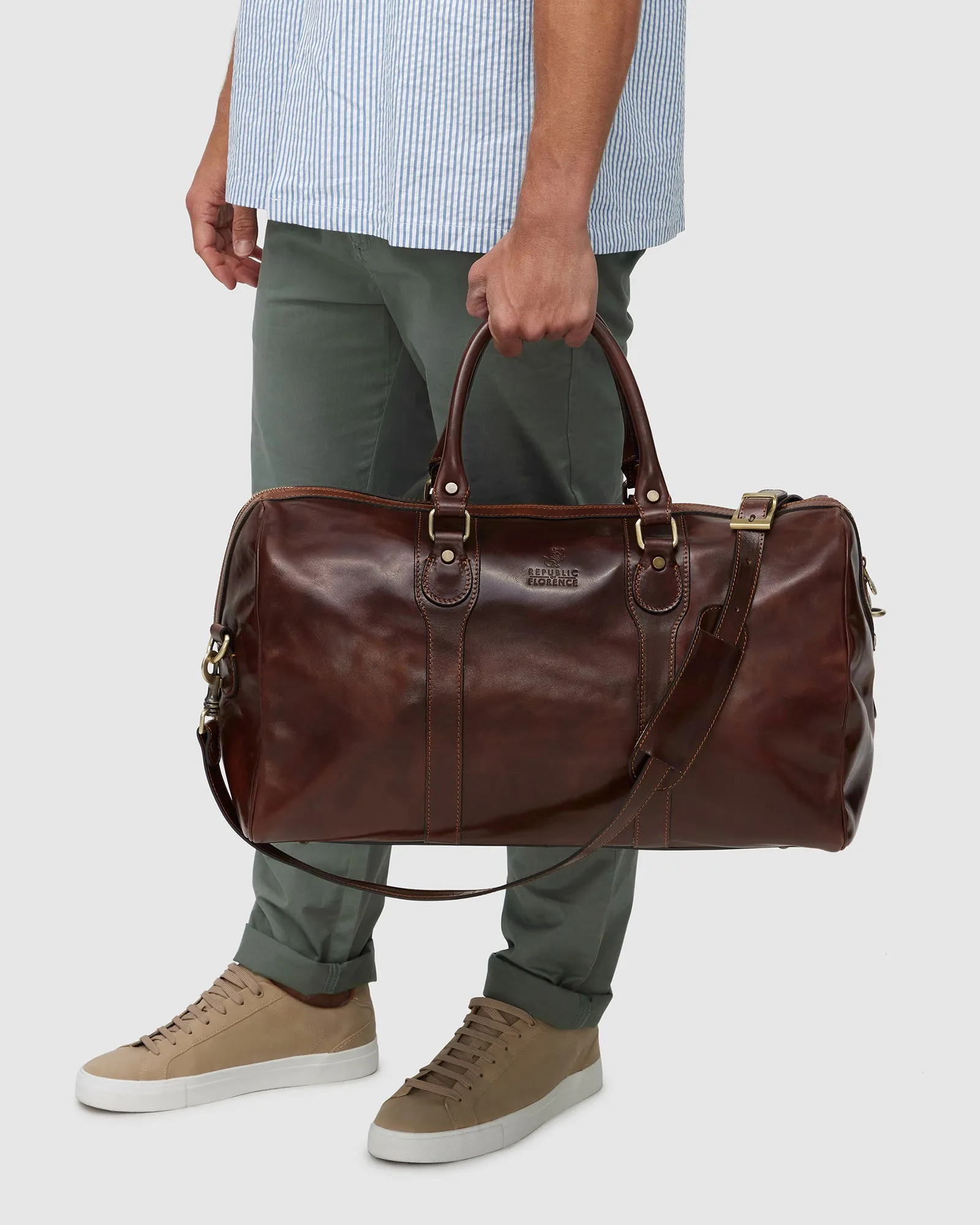 Beltrami Brown Leather Duffle Cabin Bag