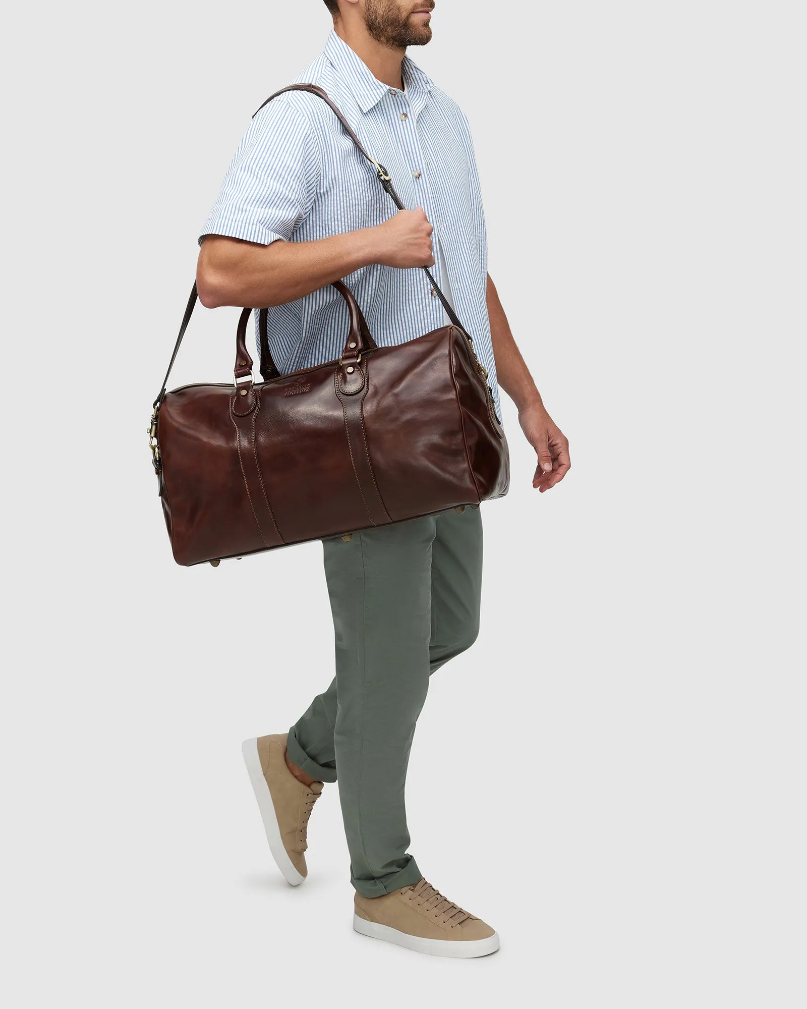 Beltrami Brown Leather Duffle Cabin Bag