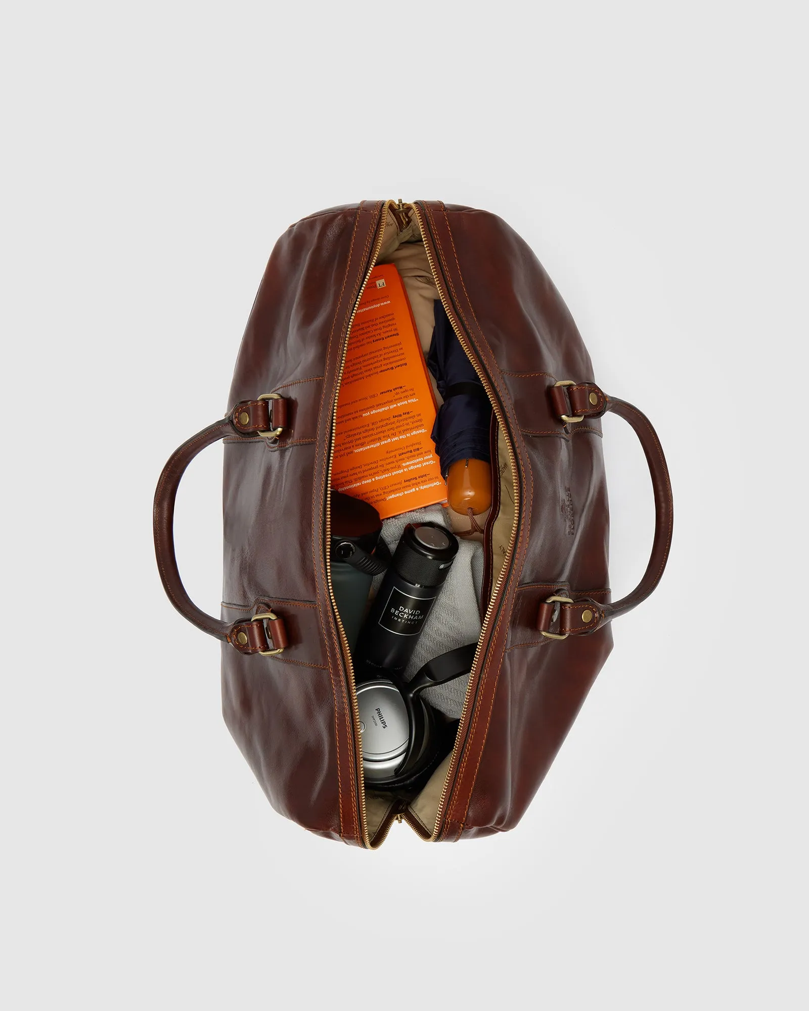 Beltrami Brown Leather Duffle Cabin Bag