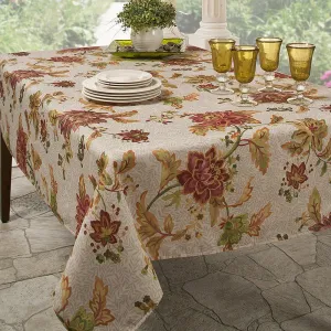 Benson Mills Marbella Red Printed Fabric Tablecloth, 60-Inch by 104-Inch