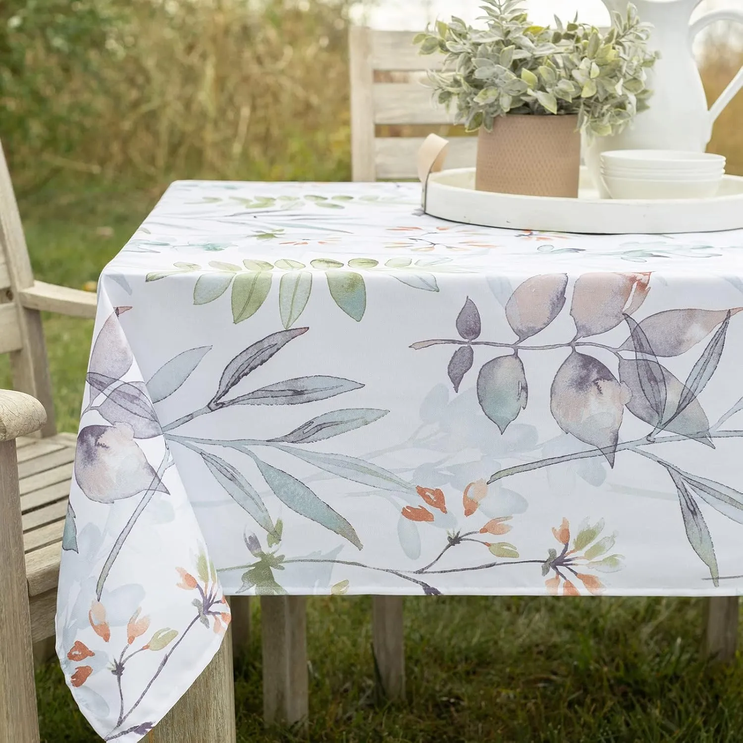 Benson Mills Spillproof Spring/Summer Durable Heavyweight Fabric Indoor Outdoor Tablecloth, Washable Table Cloth for Rectangle Tables, Picnic/Patio Table Covers (60" x 120" Rectangular, Botanica)