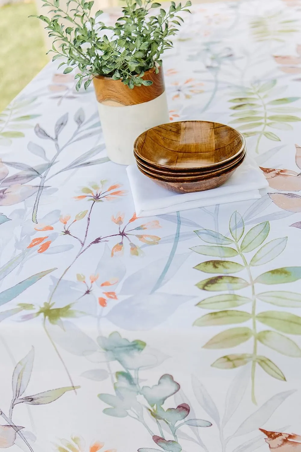 Benson Mills Spillproof Spring/Summer Durable Heavyweight Fabric Indoor Outdoor Tablecloth, Washable Table Cloth for Rectangle Tables, Picnic/Patio Table Covers (60" x 120" Rectangular, Botanica)
