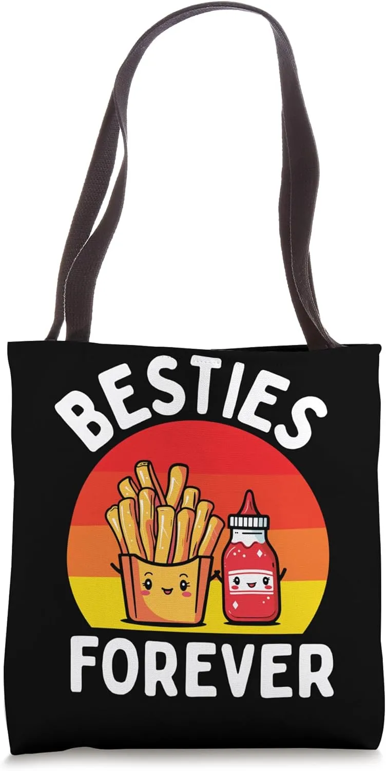 Besties Forever Cute Ketchup French Fries BFF Tote Bag
