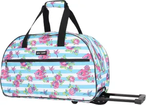 Betsey Johnson Designer Carry On Luggage Collection - Lightweight Pattern 22 Inch Duffel Bag- Weekender Overnight Business Travel Suitcase with 2- Rolling Wheels (Stripe Floral)