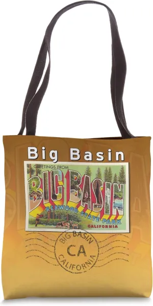 Big Basin California CA Large Letter Postcard Postmarked Tote Bag