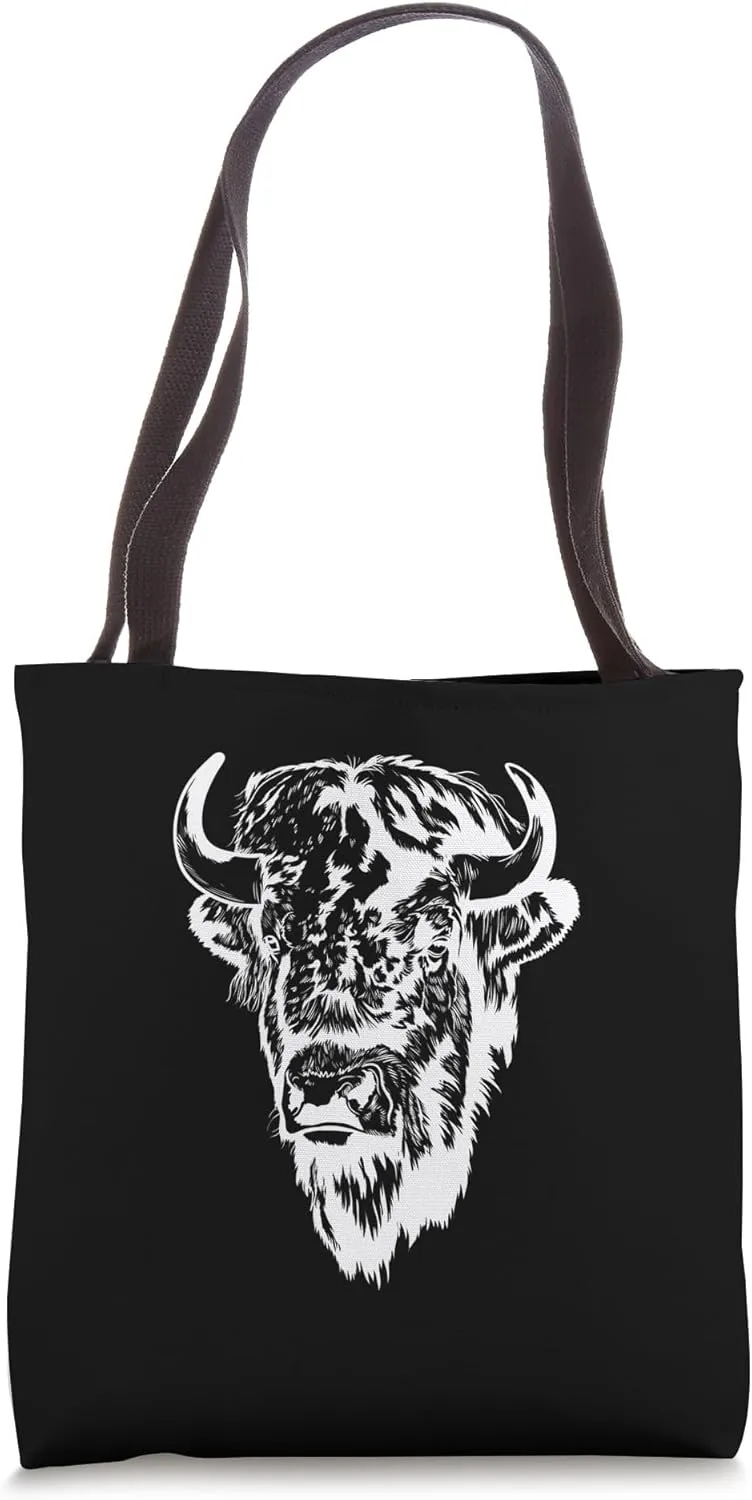 Bison Animal Head Tote Bag