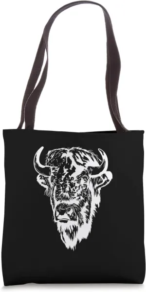 Bison Animal Head Tote Bag