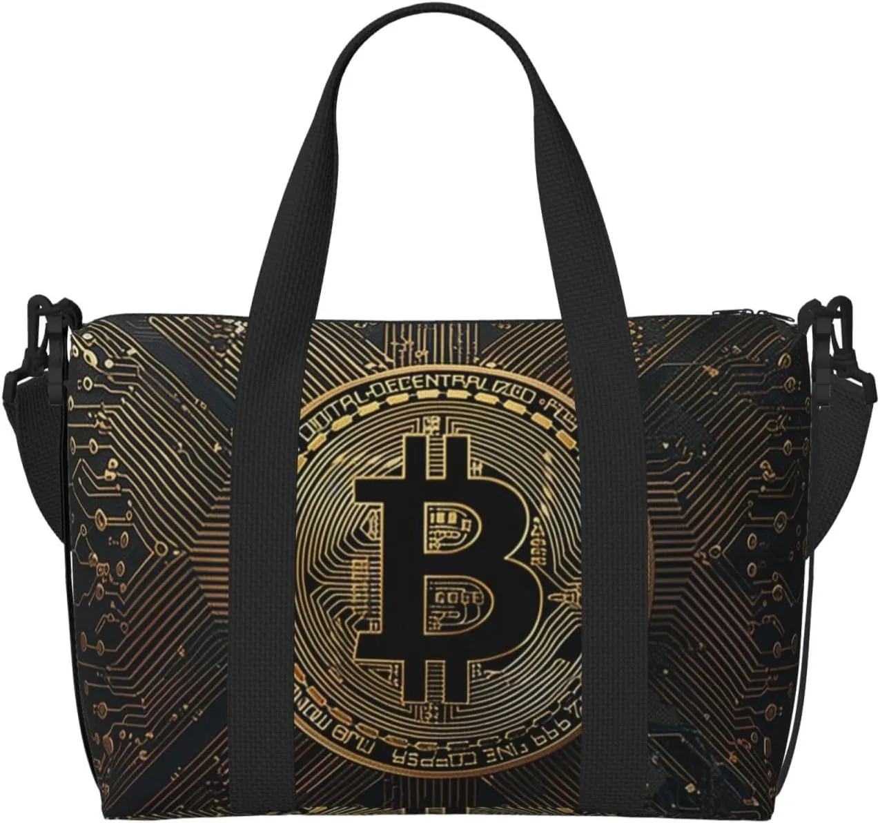 bitcoin wallpaper print Travel Duffel Bag, Sports Tote Gym Bag, Swim Pool Bag Large Shoulder Tote Bag for Beach Weekender