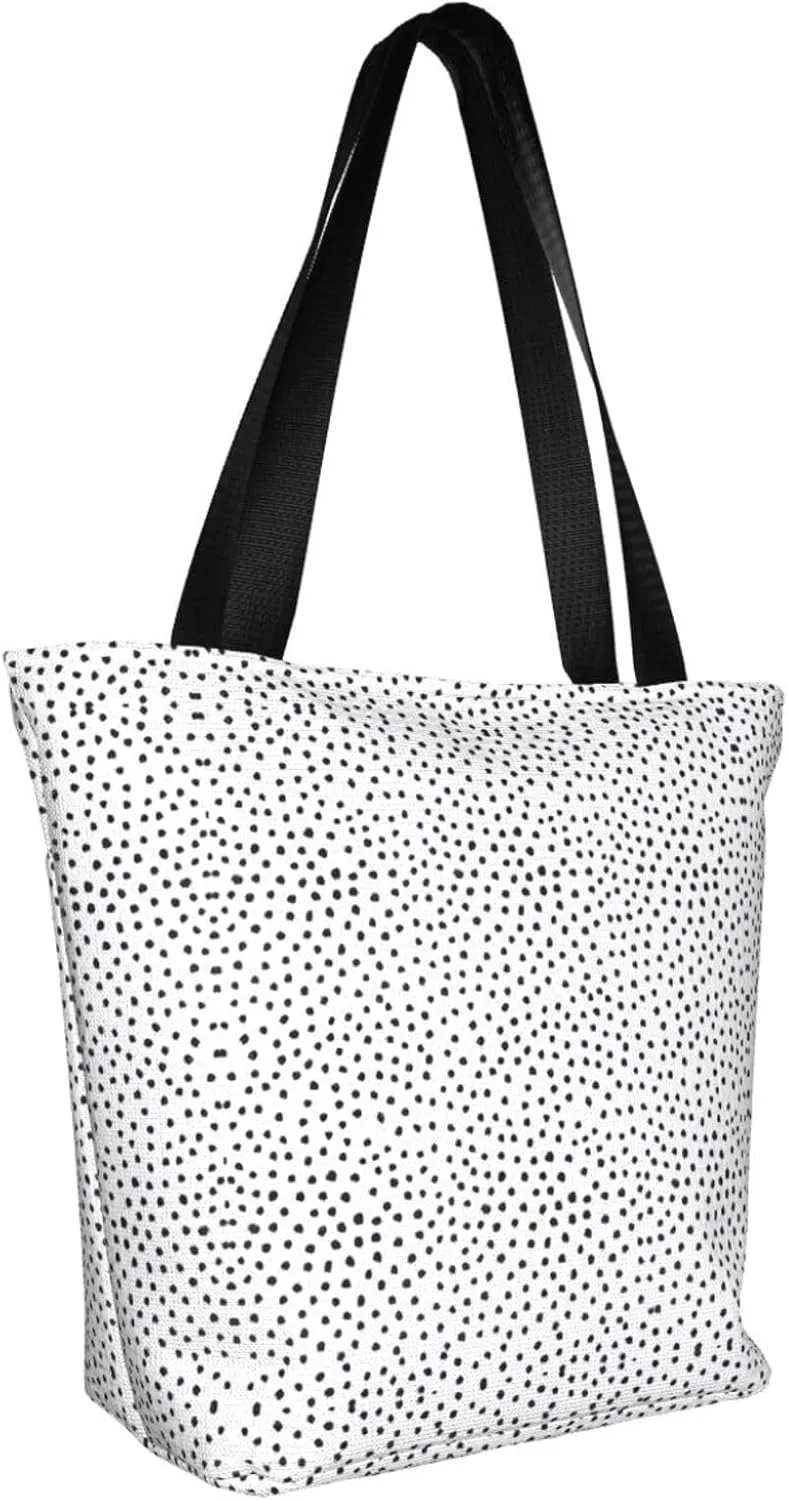 Black Afternoon Tea Print Shoulder Tote Bag Women'S Large Size Handbag Casual Tote Shopping Bag For Women