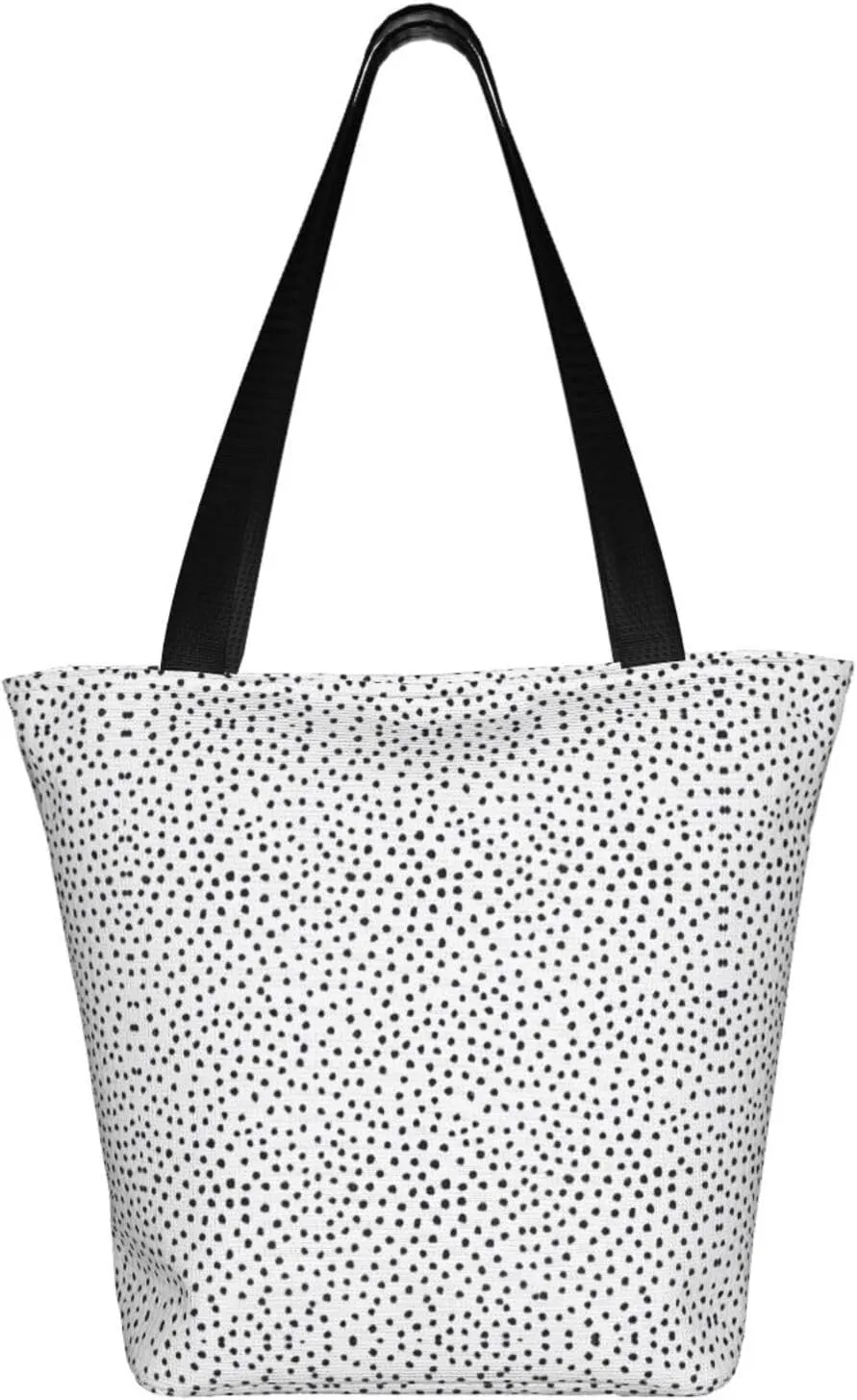 Black Afternoon Tea Print Shoulder Tote Bag Women'S Large Size Handbag Casual Tote Shopping Bag For Women