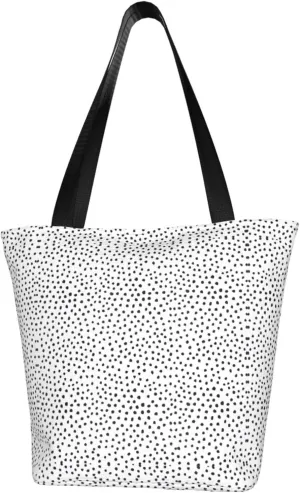 Black Afternoon Tea Print Shoulder Tote Bag Women'S Large Size Handbag Casual Tote Shopping Bag For Women