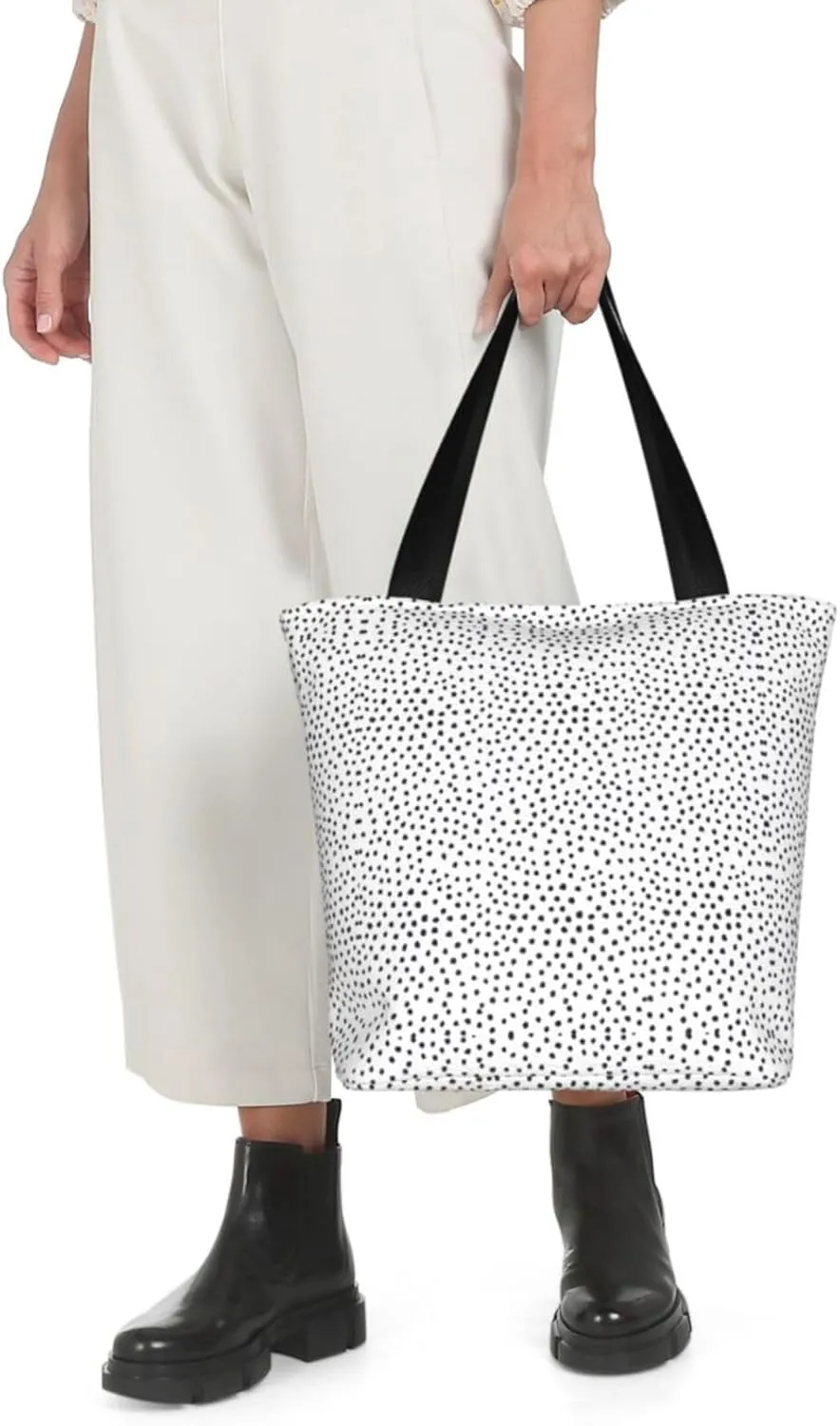 Black Afternoon Tea Print Shoulder Tote Bag Women'S Large Size Handbag Casual Tote Shopping Bag For Women