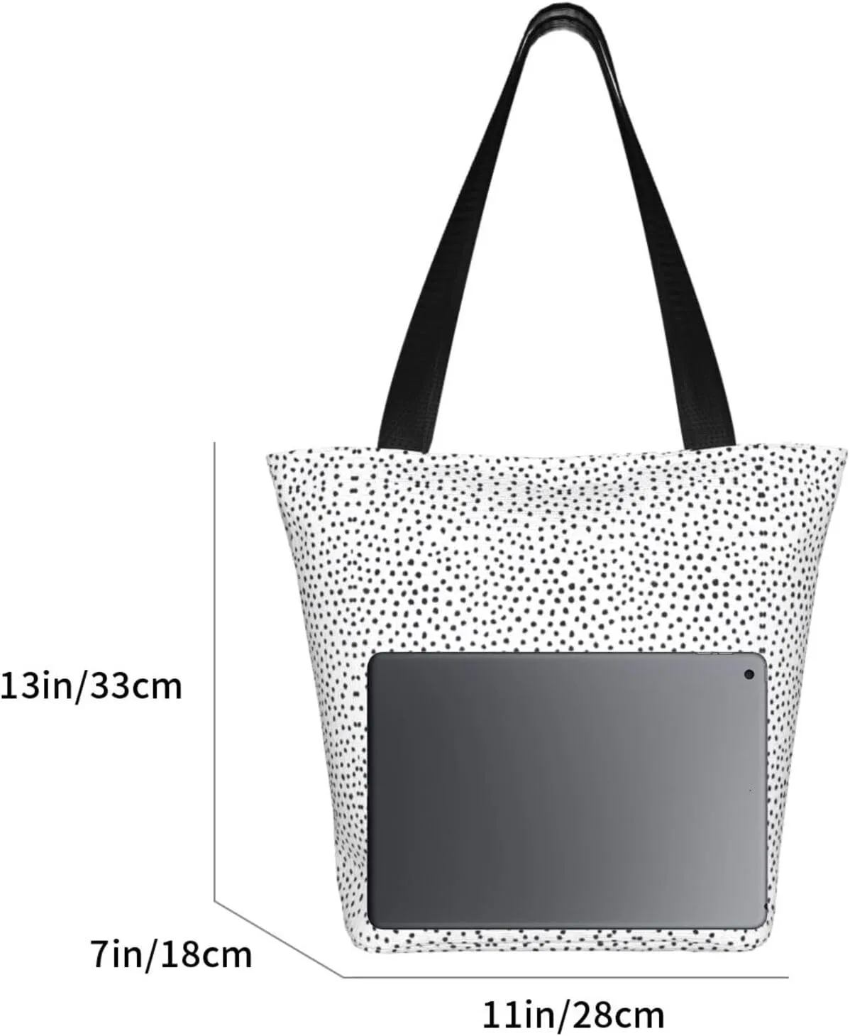 Black Afternoon Tea Print Shoulder Tote Bag Women'S Large Size Handbag Casual Tote Shopping Bag For Women
