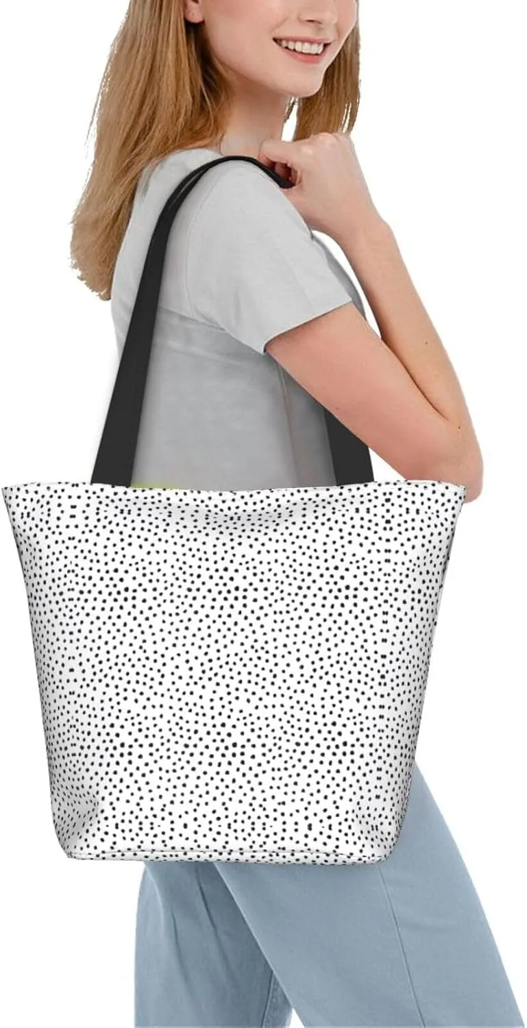Black Afternoon Tea Print Shoulder Tote Bag Women'S Large Size Handbag Casual Tote Shopping Bag For Women