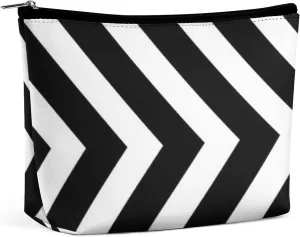 Black and White Arrows Or Chevron Pattern Cosmetic Bag, Travel Portable Makeup Bag for Purse Pouch Beauty Zipper Organizer Toiletry Bag for Women
