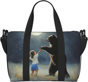 black bear dancing print Travel Duffel Bag, Sports Tote Gym Bag, Swim Pool Bag Large Shoulder Tote Bag for Beach Weekender