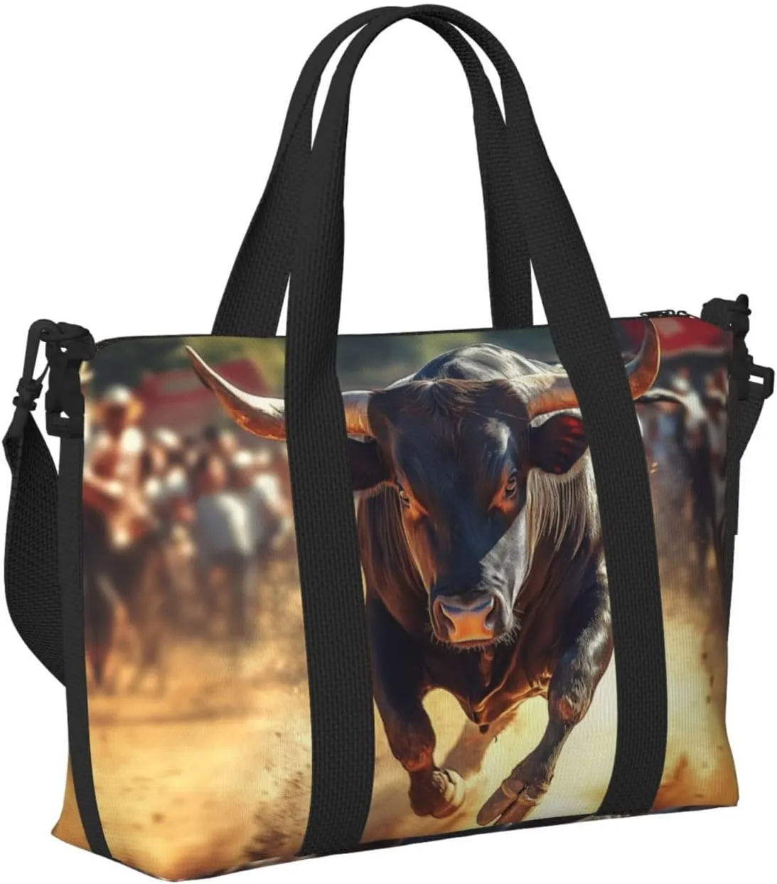black bull print Travel Duffel Bag, Sports Tote Gym Bag, Swim Pool Bag Large Shoulder Tote Bag for Beach Weekender