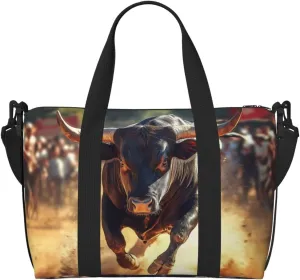 black bull print Travel Duffel Bag, Sports Tote Gym Bag, Swim Pool Bag Large Shoulder Tote Bag for Beach Weekender