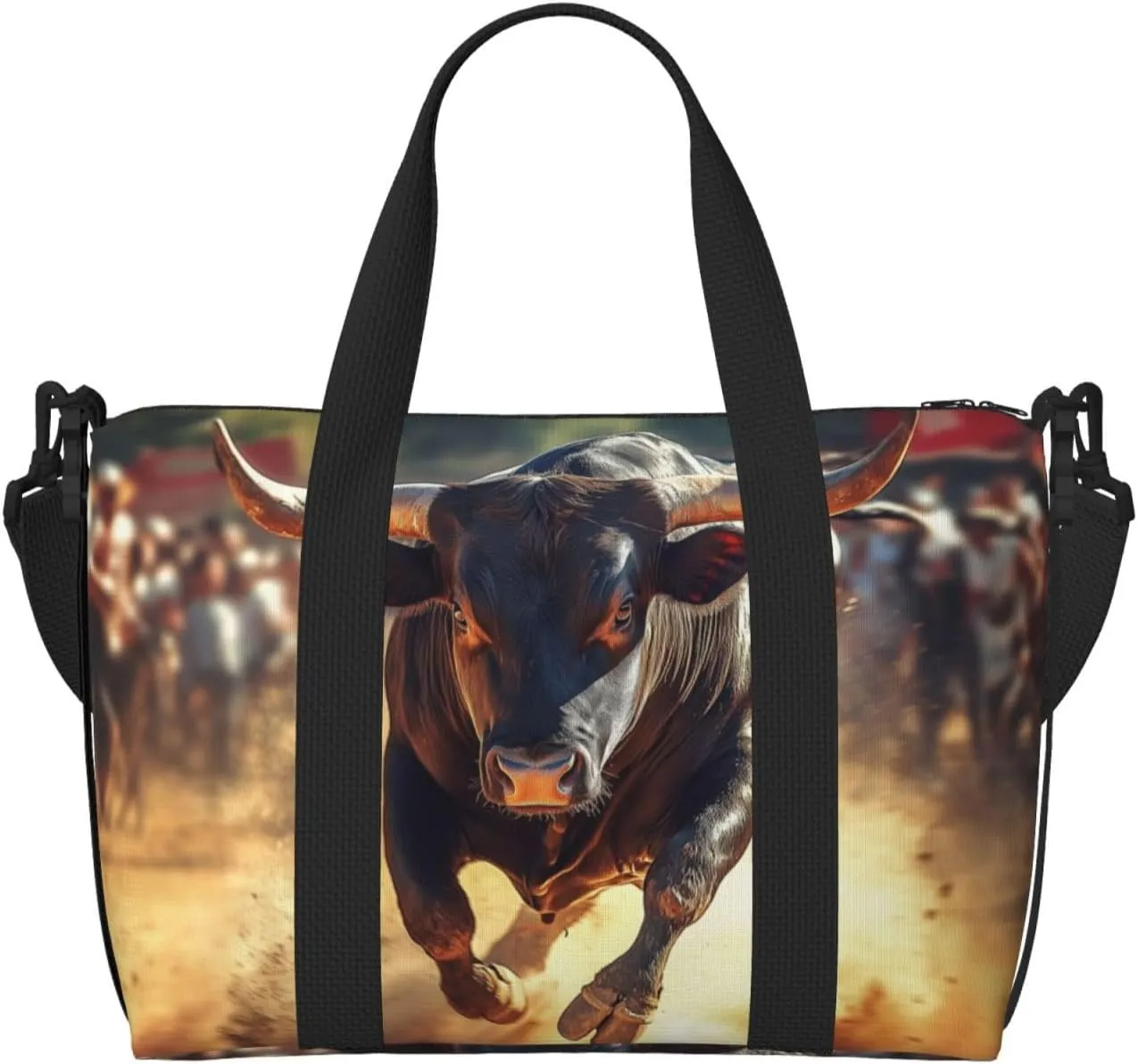 black bull print Travel Duffel Bag, Sports Tote Gym Bag, Swim Pool Bag Large Shoulder Tote Bag for Beach Weekender