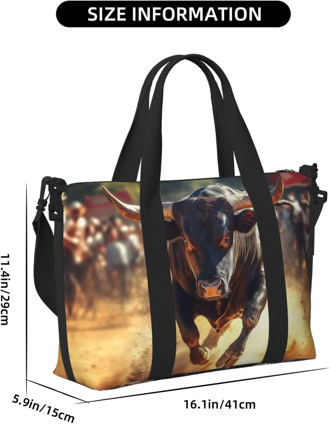 black bull print Travel Duffel Bag, Sports Tote Gym Bag, Swim Pool Bag Large Shoulder Tote Bag for Beach Weekender