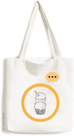 Black Outline Biscuits Ice Cream Expression Gift Sack Canvas Tote Shoulder Bag