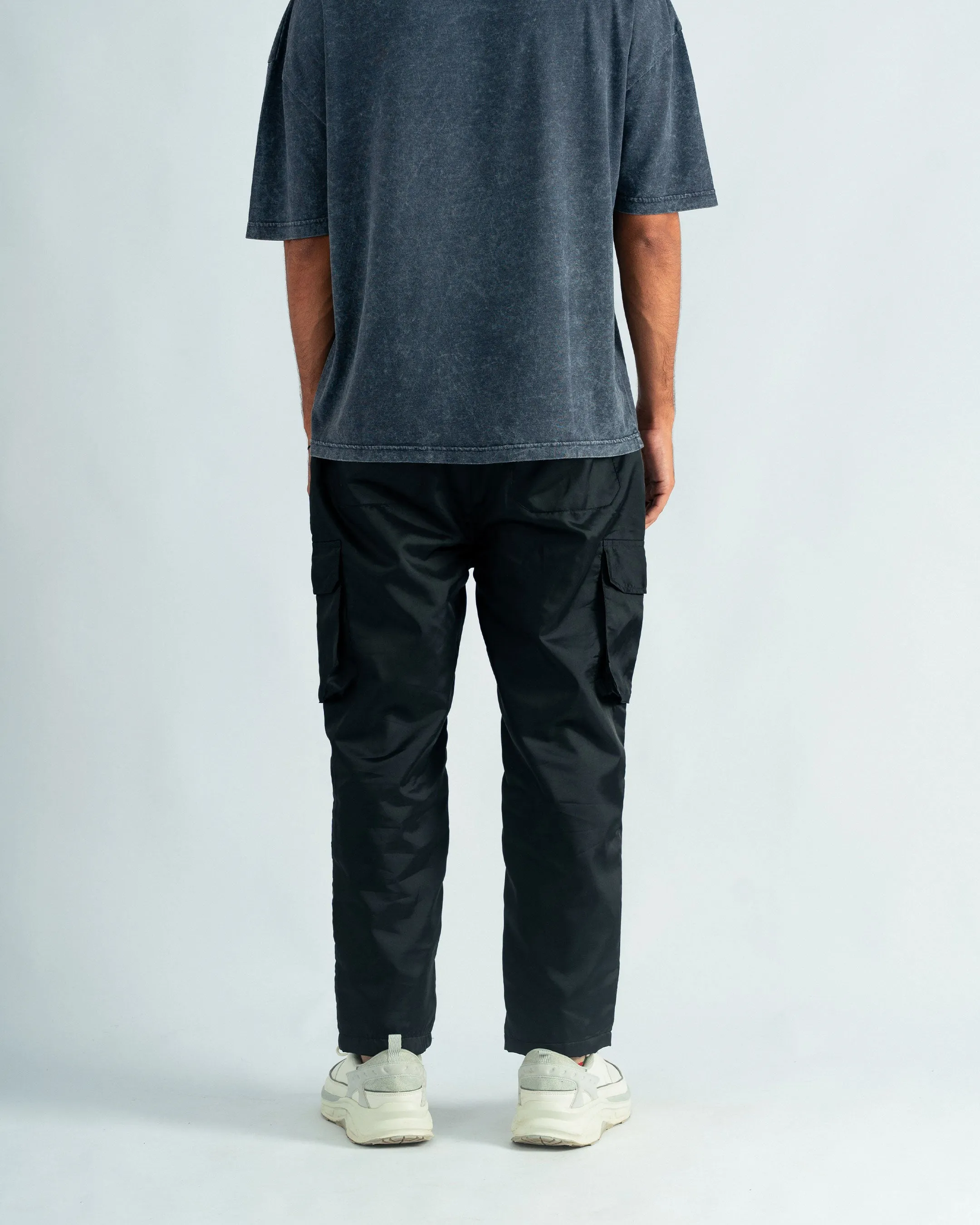 Black Parachute Cargo Trouser - Relaxed Fit- UNISEX