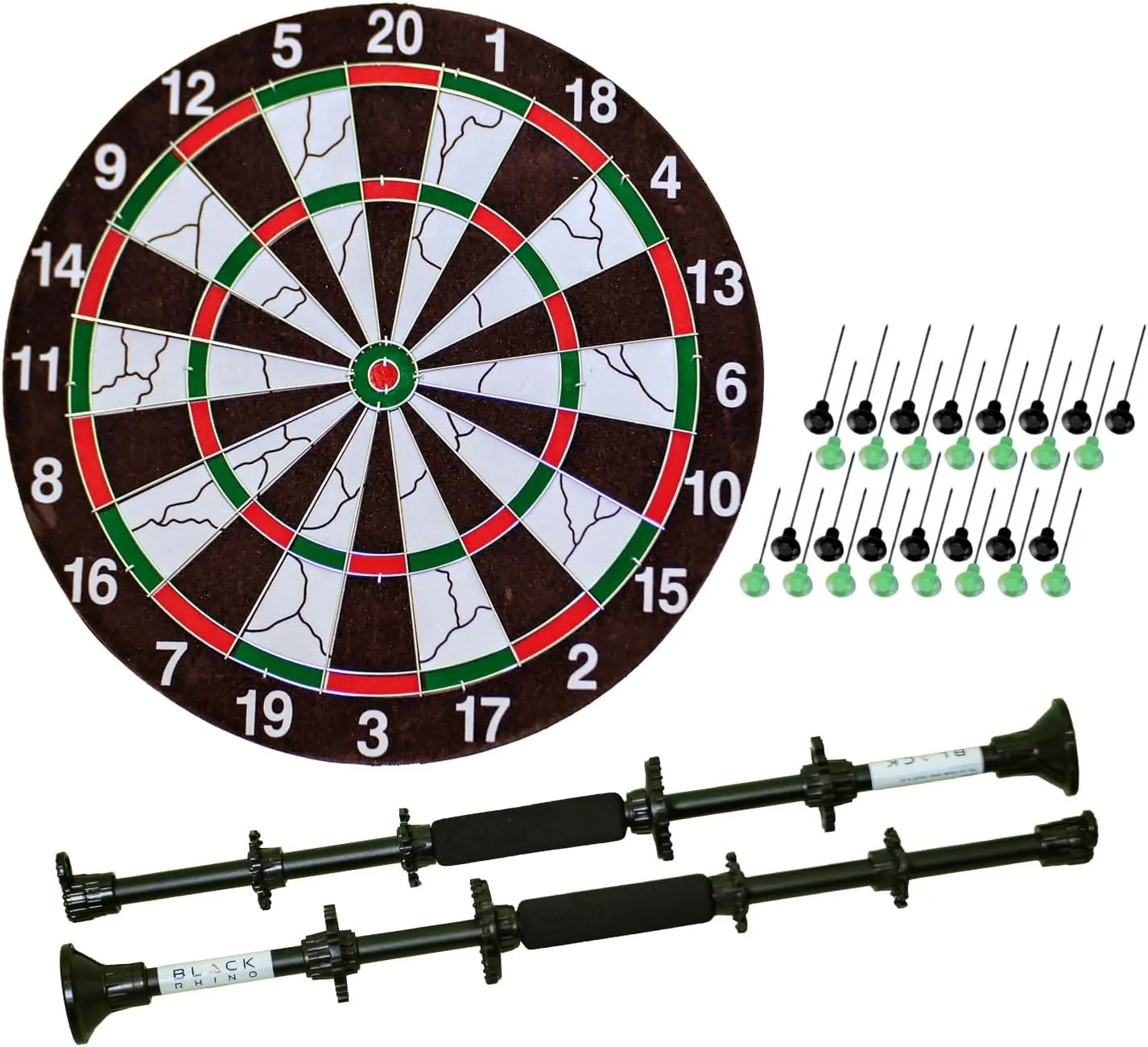 Black Rhino 2 Piece Blowgun and Dart Board Game Set - Double-Sided Dart Board with Color-Coded Blow Darts, Shooting Fun for Family and Friends