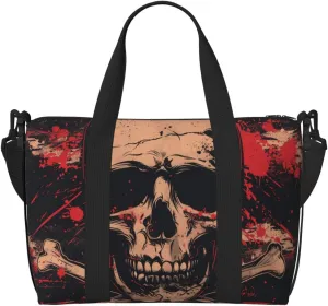 black skull and crossbones print Travel Duffel Bag, Sports Tote Gym Bag, Swim Pool Bag Large Shoulder Tote Bag for Beach Weekender, 202-406-121