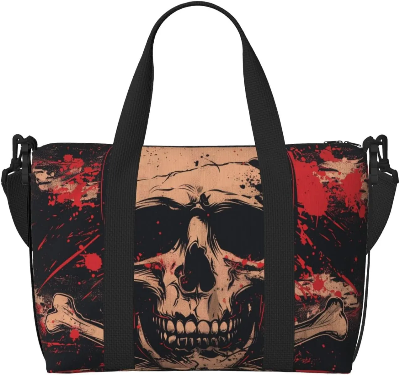 black skull and crossbones print Travel Duffel Bag, Sports Tote Gym Bag, Swim Pool Bag Large Shoulder Tote Bag for Beach Weekender, 202-406-121