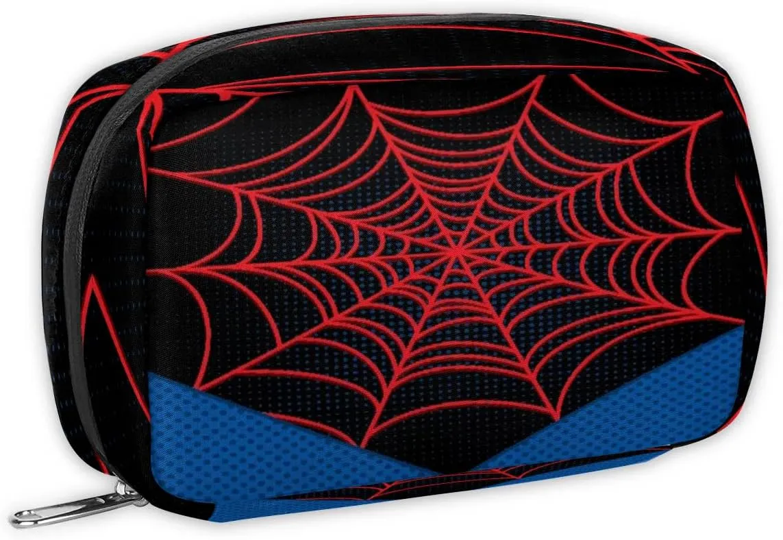 Black Spider Web Kids Toiletry Bag for Boys, Cute Small Wash Bag for Little Young Boys Waterproof Cosmetic Weekender Bag Toddler Traveling Toiletries