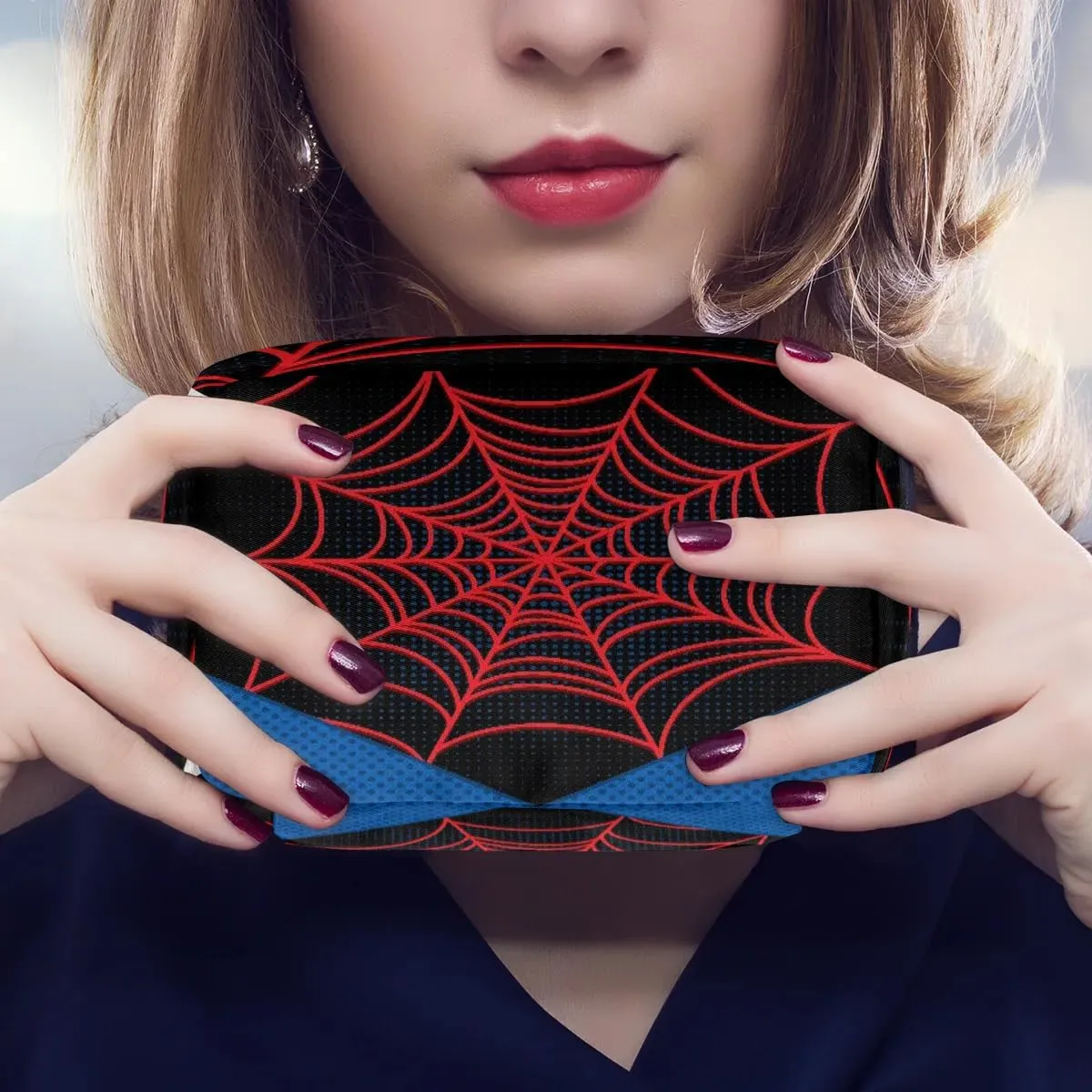 Black Spider Web Kids Toiletry Bag for Boys, Cute Small Wash Bag for Little Young Boys Waterproof Cosmetic Weekender Bag Toddler Traveling Toiletries