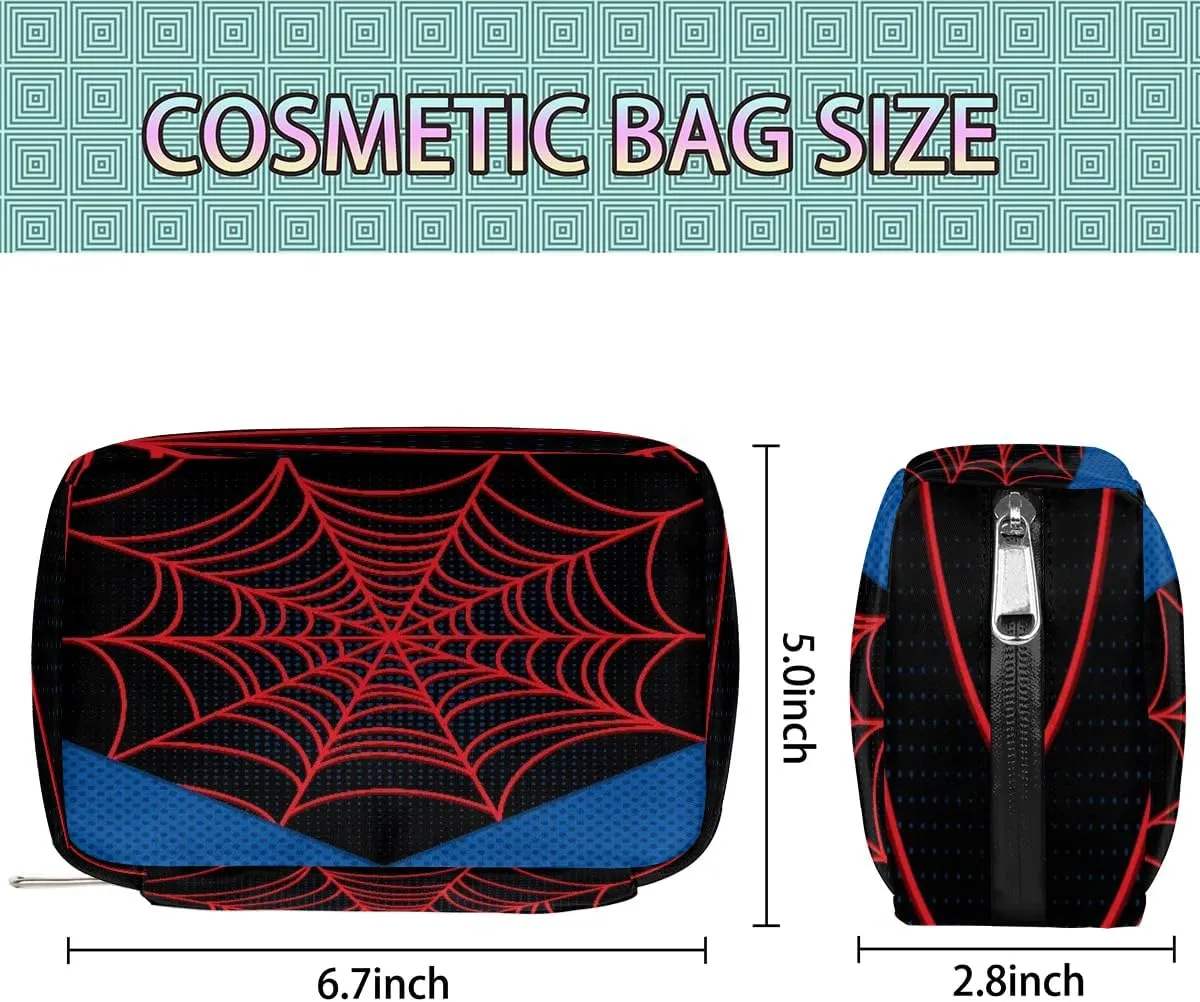 Black Spider Web Kids Toiletry Bag for Boys, Cute Small Wash Bag for Little Young Boys Waterproof Cosmetic Weekender Bag Toddler Traveling Toiletries