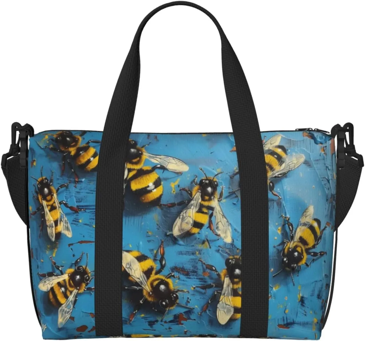 blue bees print Travel Duffel Bag, Sports Tote Gym Bag, Swim Pool Bag Large Shoulder Tote Bag for Beach Weekender