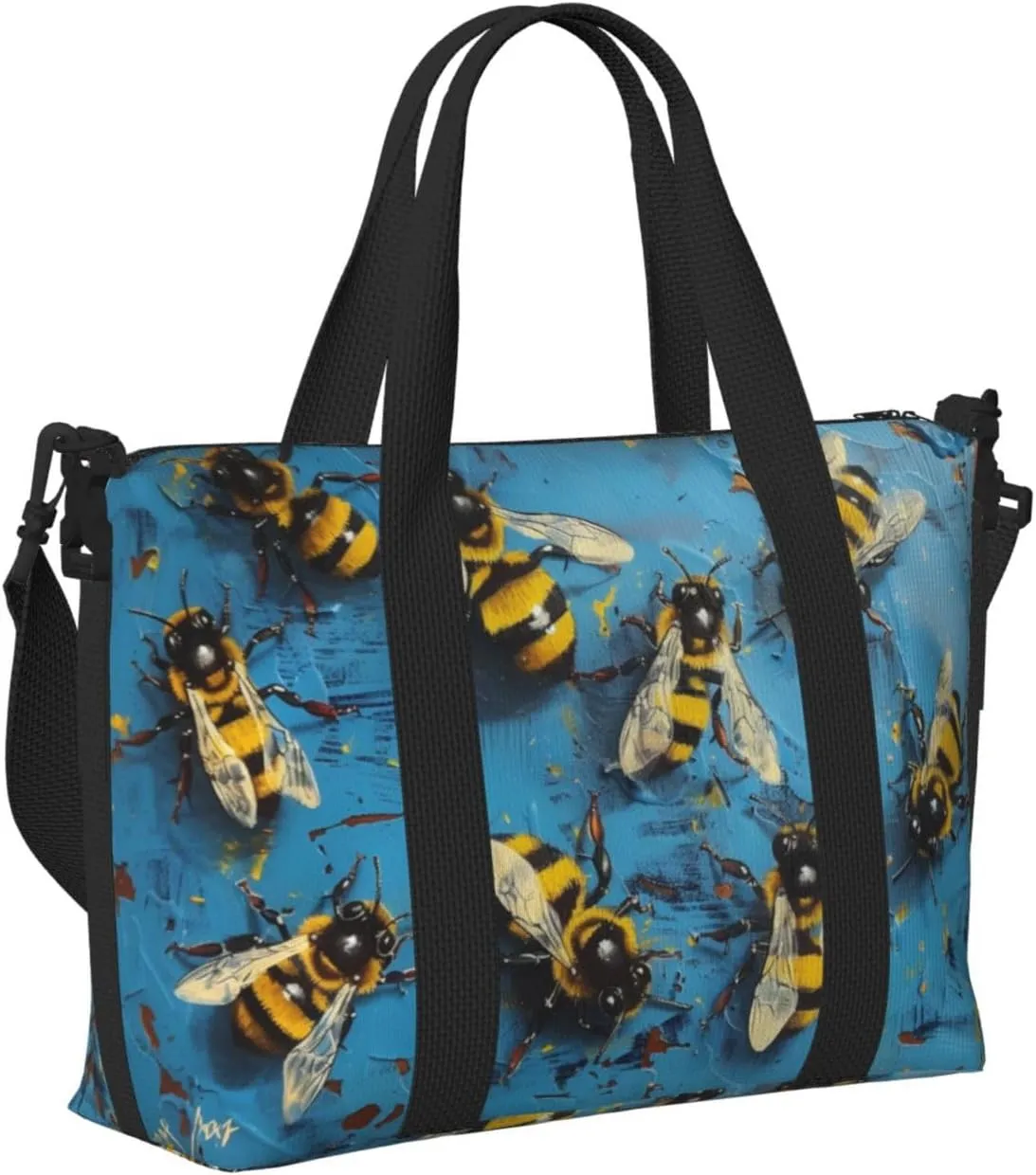 blue bees print Travel Duffel Bag, Sports Tote Gym Bag, Swim Pool Bag Large Shoulder Tote Bag for Beach Weekender