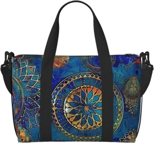 blue circle art print Travel Duffel Bag, Sports Tote Gym Bag, Swim Pool Bag Large Shoulder Tote Bag for Beach Weekender